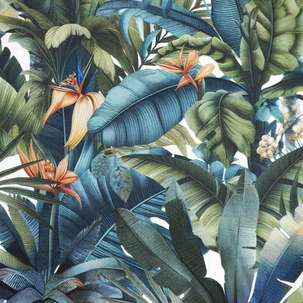 Dekostoff Halbpanama Dschungel grün petrolblau